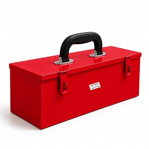 PAHAL 16 Inch Heavy Duty Metal Tool Box with Lockable Lid (Red) view 2