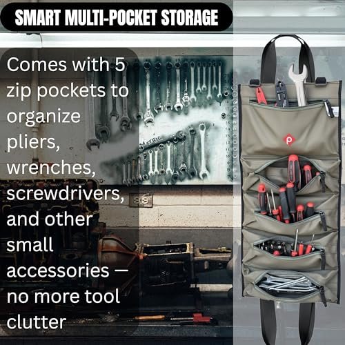 PAHAL Roll Up Tool Bag Organizer | Heavy Duty 5 Pocket Wrench Roll Pouch | Compact Portable Tool Storage Bag for Electrician, Mechanic & Technician | Travel Tool Organizer – Green view 6