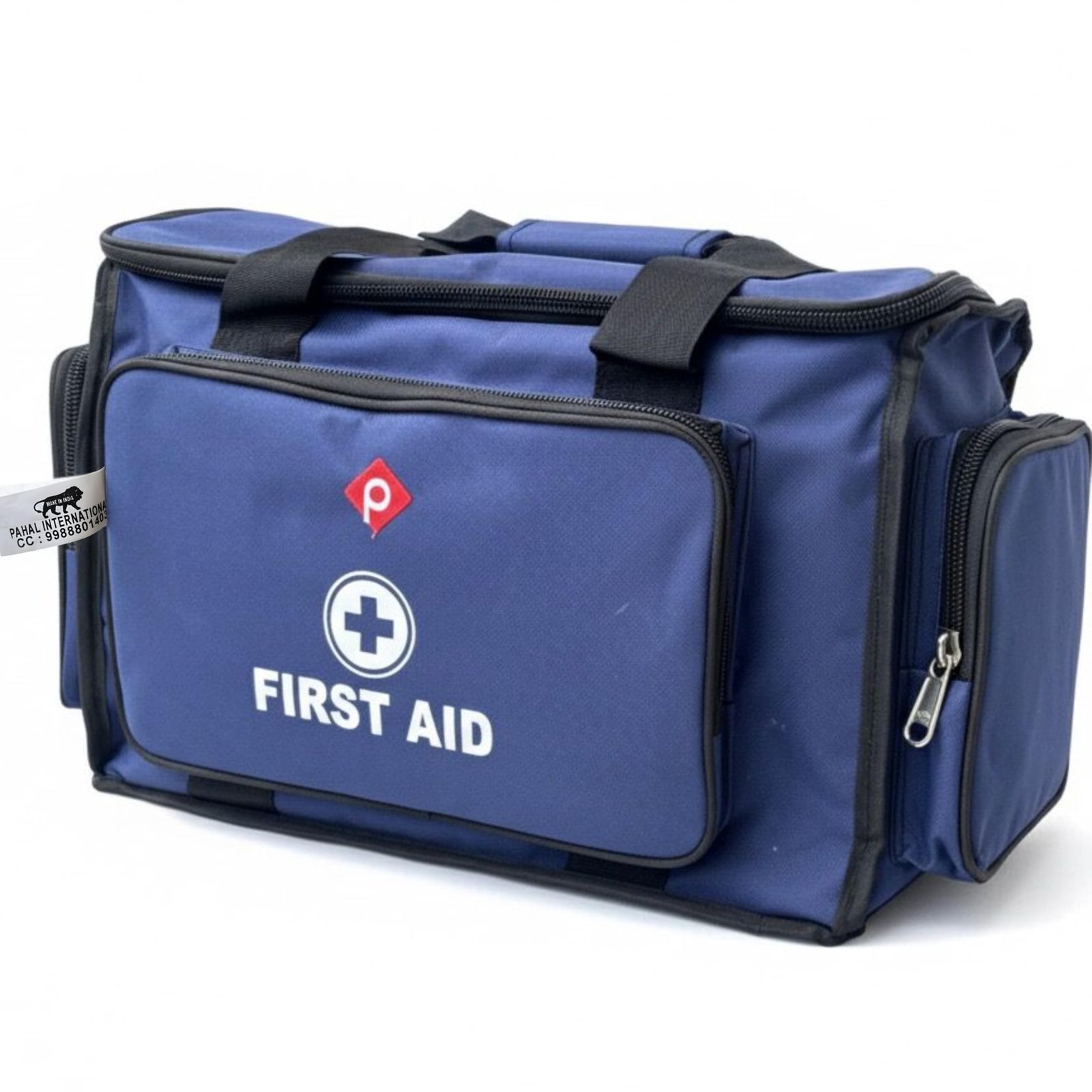 PAHAL 18 Inch Doctor First Aid Bag | Waterproof Medical Emergency Kit | 8 Pockets & 3 Compartments | Trauma, Vaccination & Healthcare Bag for Clinic, Hospital, Home & Industrial Use (Blue)