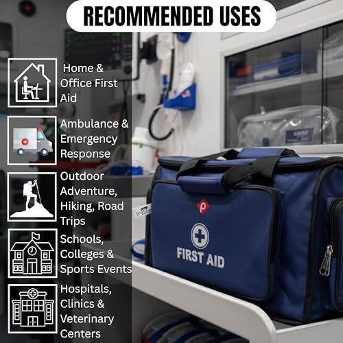 PAHAL 18 Inch Doctor First Aid Bag | Waterproof Medical Emergency Kit | 8 Pockets & 3 Compartments | Trauma, Vaccination & Healthcare Bag for Clinic, Hospital, Home & Industrial Use (Blue) view 5