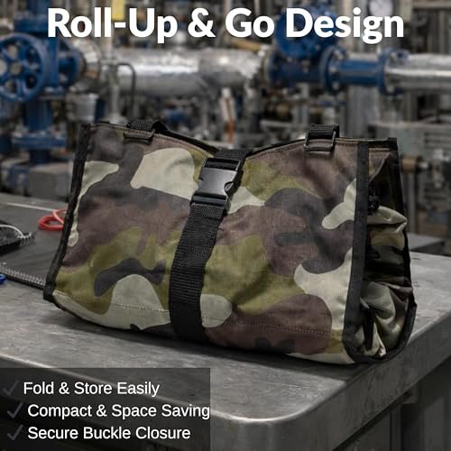 PAHAL Roll-Up Wrench Tool Pouch | Heavy Duty Waterproof Nylon Tool Organizer with 5 Zipper Pockets | Portable Tool Roll Bag for Spanners, Wrenches, Mechanics, Garage & Bike Repair view 5