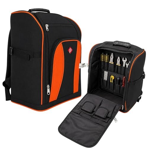 PAHAL Professional Heavy Duty Tool Backpack (Black/Orange) view 2