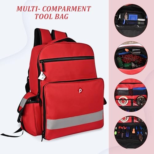 PAHAL 14 Inch Medical First Aid Kit Backpack | Large Nylon Medicine Storage Bag for Emergency, Home, Travel, Car & Veterinary Use | Empty Medical Organizer Bag | Red view 4