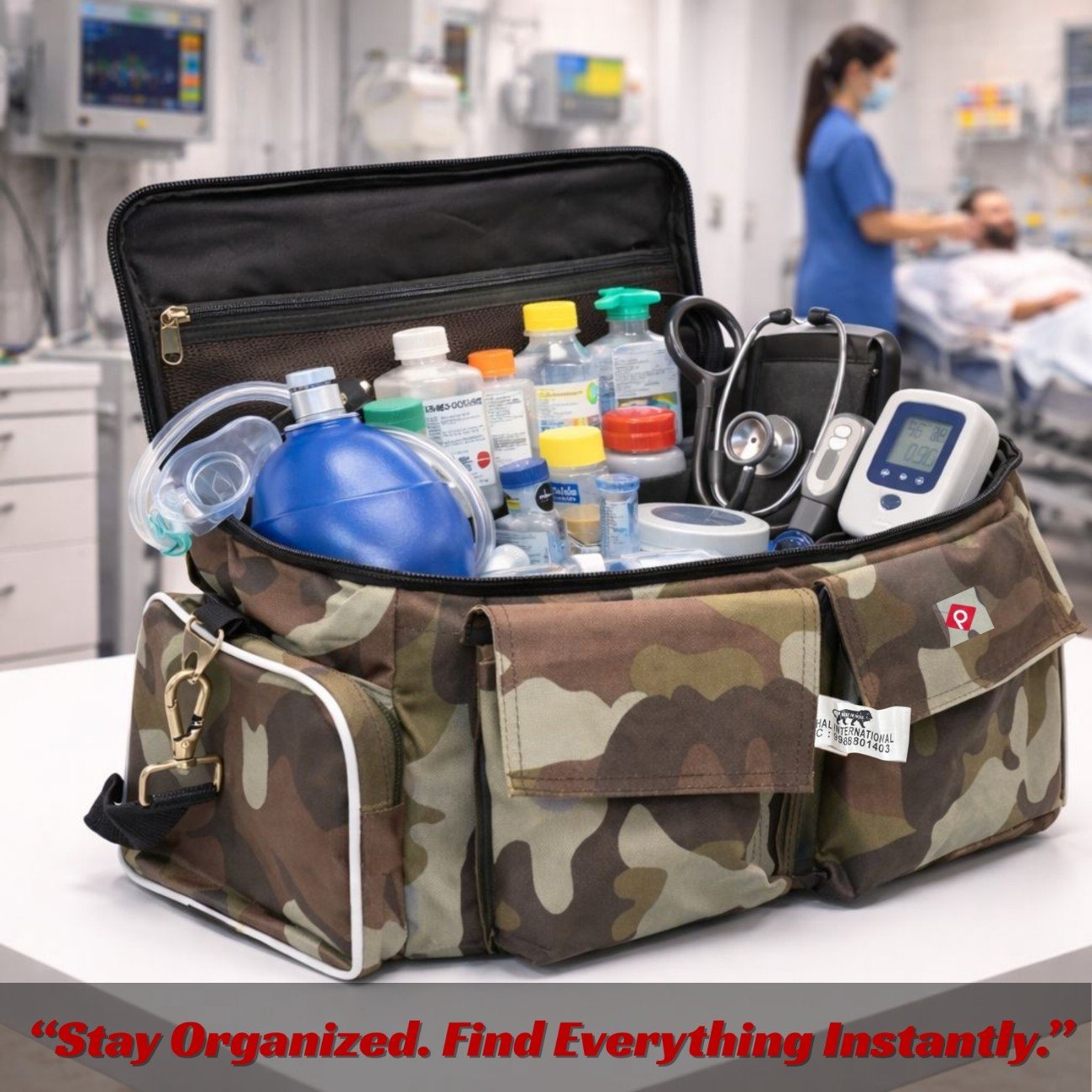 PAHAL 18 Inch Combat Medic First Aid Trauma Kit Bag | Heavy Duty Portable Medical Instrument & Vaccination Bag | 11 Pockets & 3 Compartments | Empty view 9