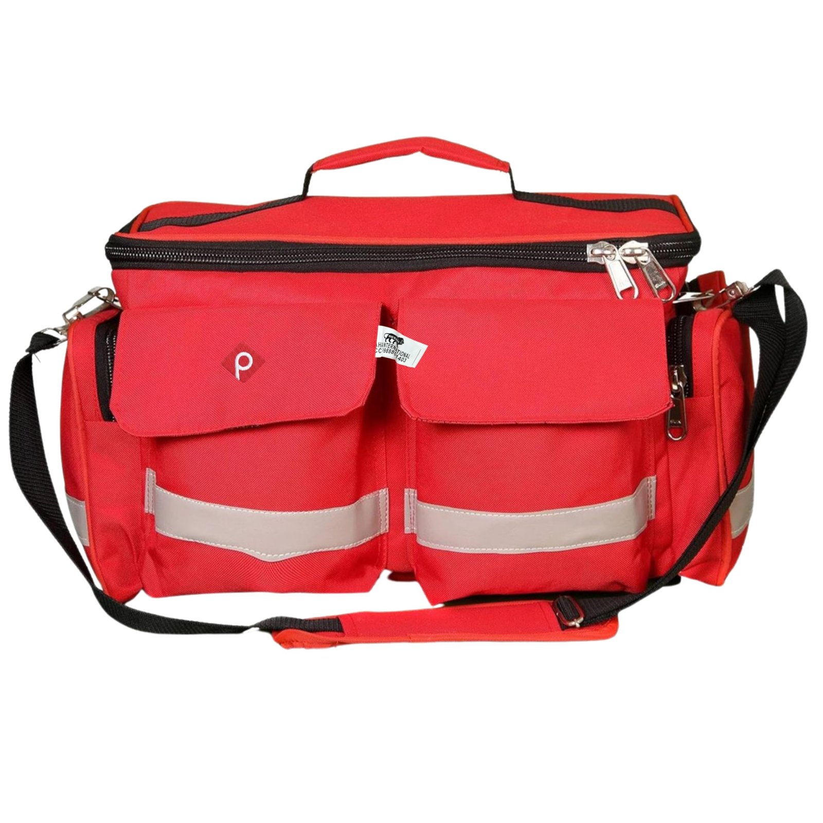 PAHAL 18 Inch First Aid Medical Kit Bag Red | Heavy Duty Waterproof Emergency Medicine Bag | 10 Pockets & 3 Compartments | Doctor, Nurse & Medical Instrument Organizer | First Aid Bag for Home Use