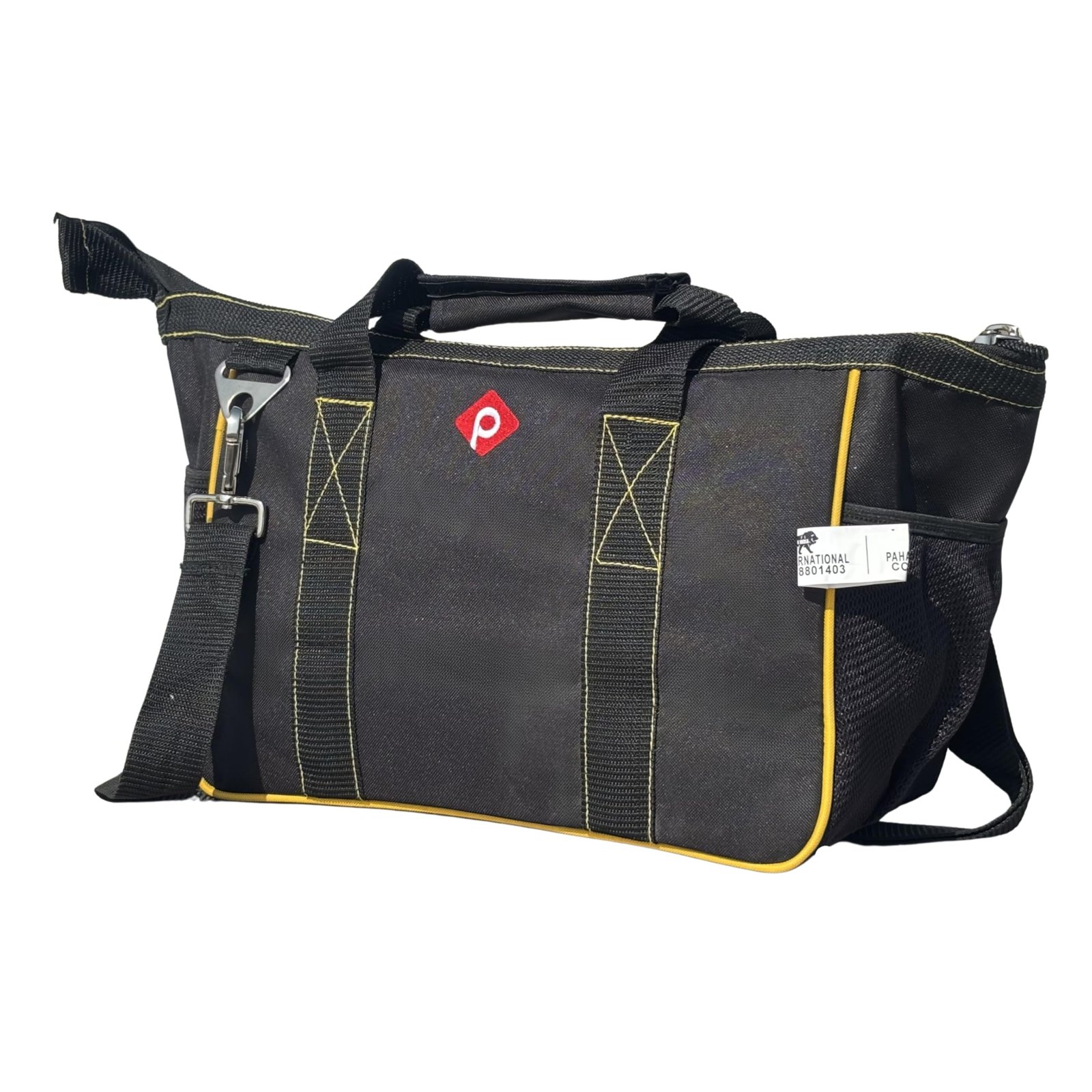 PAHAL 14 Inch Heavy Duty Nylon Tool Bag Waterproof | Multi-Pocket Tool Organizer for Electrician, Plumber & Technician | Durable Tool Storage Bag with Shoulder Strap | Black/Yellow