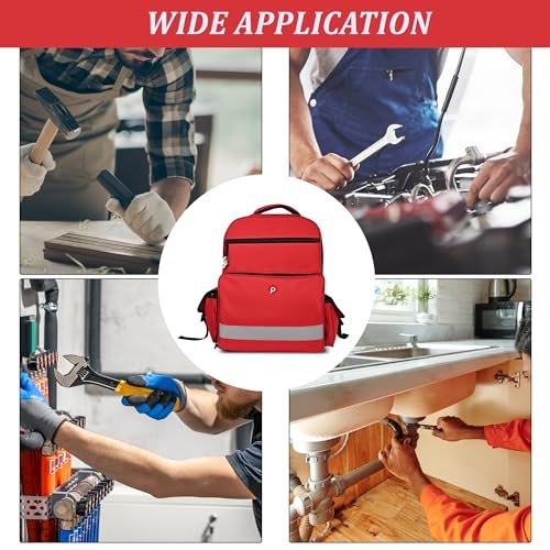 PAHAL 14 Inch Medical First Aid Kit Backpack | Large Nylon Medicine Storage Bag for Emergency, Home, Travel, Car & Veterinary Use | Empty Medical Organizer Bag | Red view 5