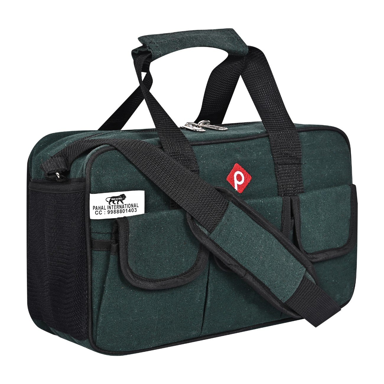 PAHAL Heavy Duty Canvas Tool Bag | Waterproof Tarpaulin Tool Storage Organizer with 16 Pockets | Durable Tool Carry Bag for Electrician, Technician, Plumber & Mechanic