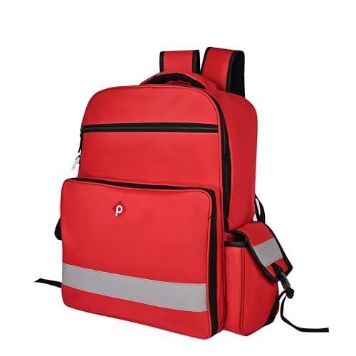 PAHAL 14 Inch Medical First Aid Kit Backpack | Large Nylon Medicine Storage Bag for Emergency, Home, Travel, Car & Veterinary Use | Empty Medical Organizer Bag | Red view 2