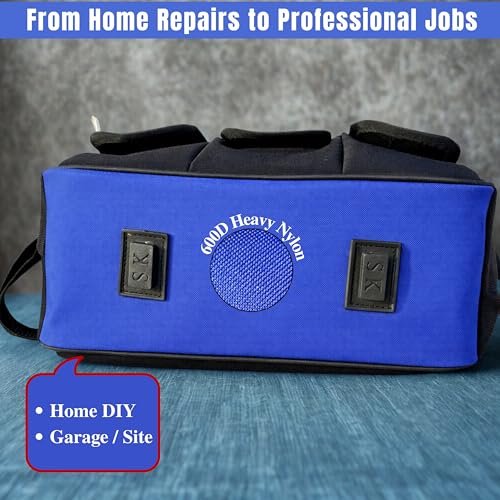 PAHAL 13 Inch Heavy Duty Nylon Tool Bag | Waterproof Tool Organizer with 14 Pockets | Durable Tool Storage & Carry Bag for Electrician, Plumber, Mechanic, Carpenter & AC Technician | Blue view 4