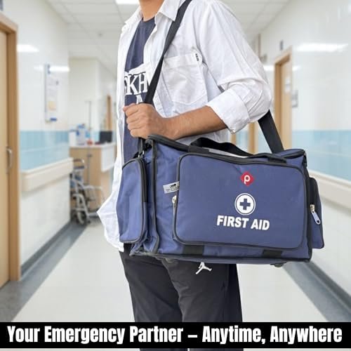 PAHAL 18 Inch Doctor First Aid Bag | Waterproof Medical Emergency Kit | 8 Pockets & 3 Compartments | Trauma, Vaccination & Healthcare Bag for Clinic, Hospital, Home & Industrial Use (Blue) view 4