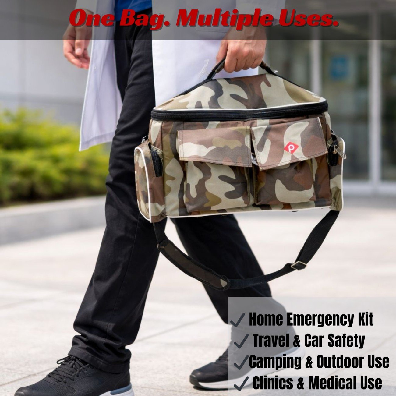 PAHAL 18 Inch Combat Medic First Aid Trauma Kit Bag | Heavy Duty Portable Medical Instrument & Vaccination Bag | 11 Pockets & 3 Compartments | Empty view 8